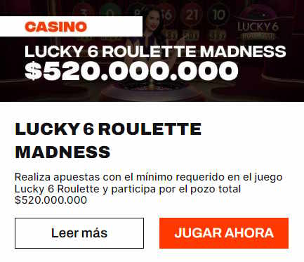 Promoción Luck 6 Roulette Madness de BetWarrior Argentina